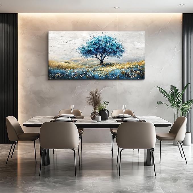 Large Canvas Wall Art For Living Room Wall Decor For Bedroom Blue Tree Landscape Wall