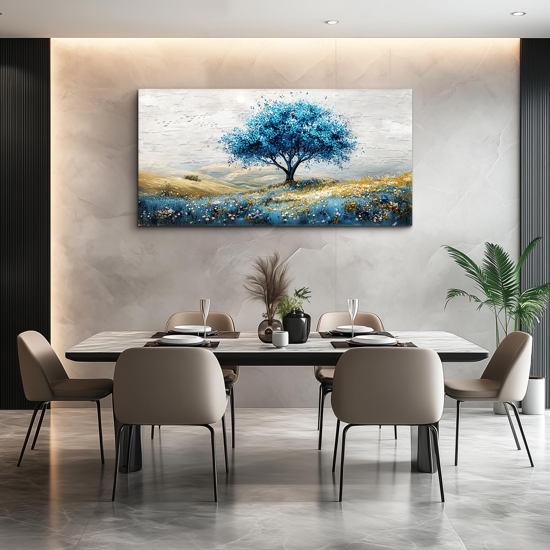 Large Canvas Wall Art For Living Room Wall Decor For Bedroom Blue Tree Landscape Wall