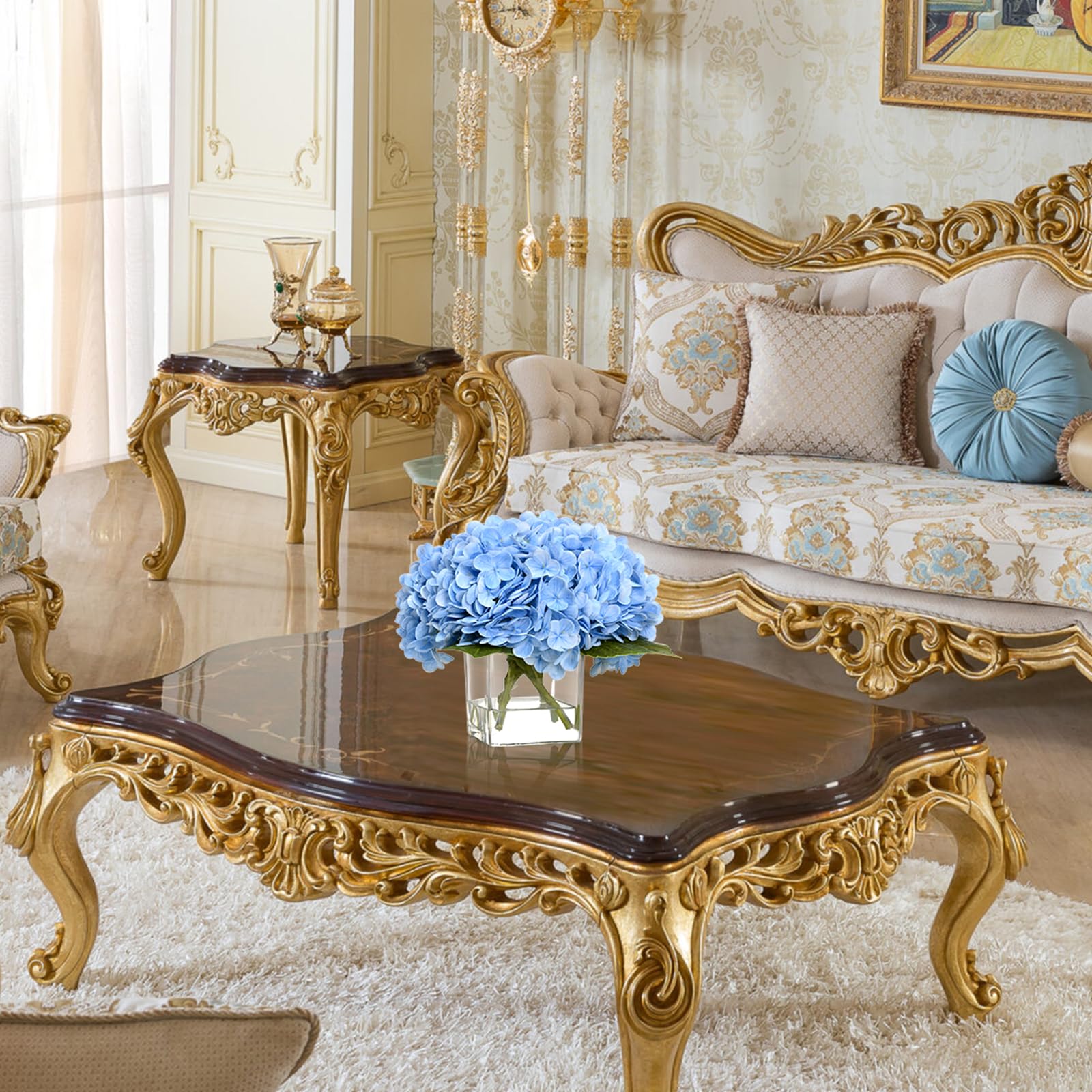 Luxury PU Fake Flowers in Vase with Faux Water