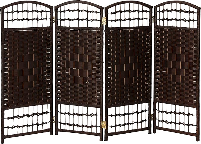 3 ft. Short Fiber Weave Folding Screen - Natural - 8 Panels