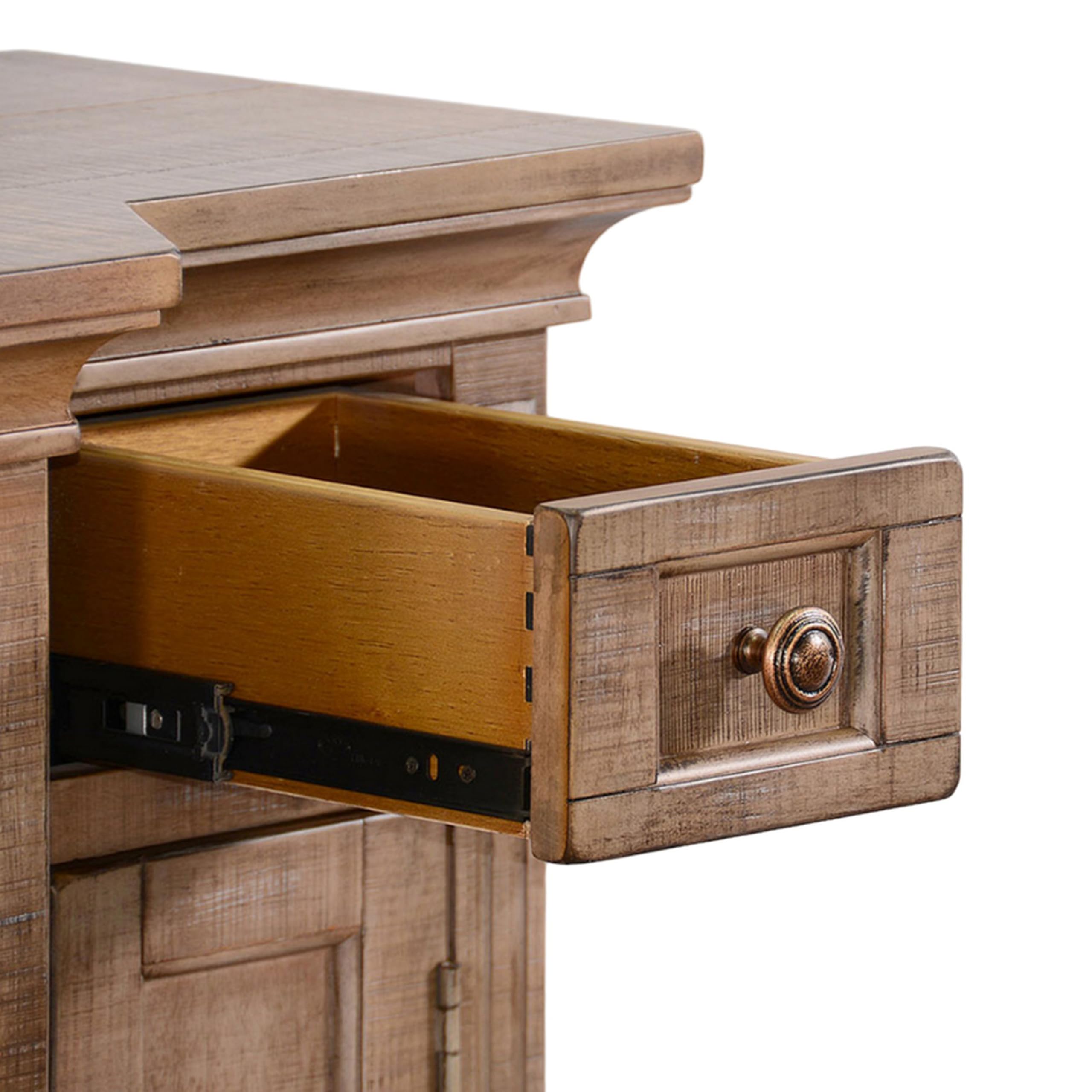 TV Media Entertainment Console, Slate Inlay Light 72 Inch, Brown and Brass