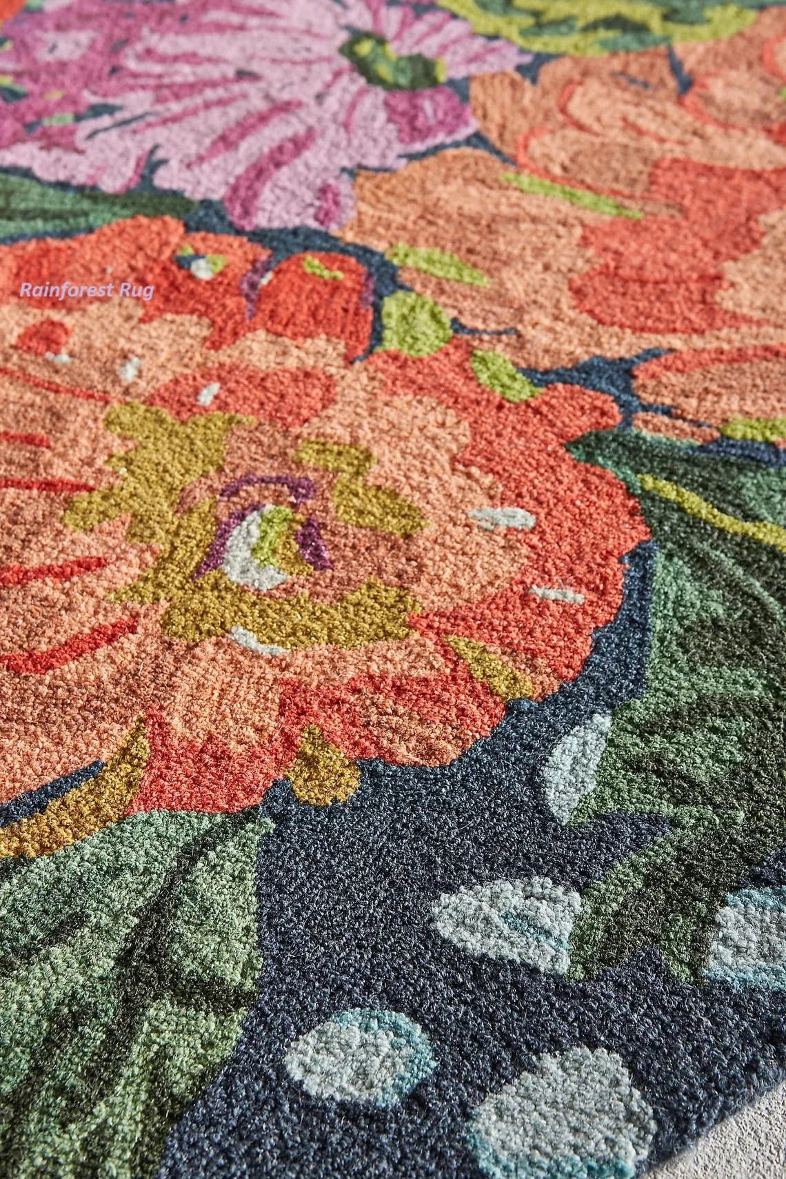 Handmade Floral Area Rug - Colorful Garden Design with Beautiful Flower Patterns