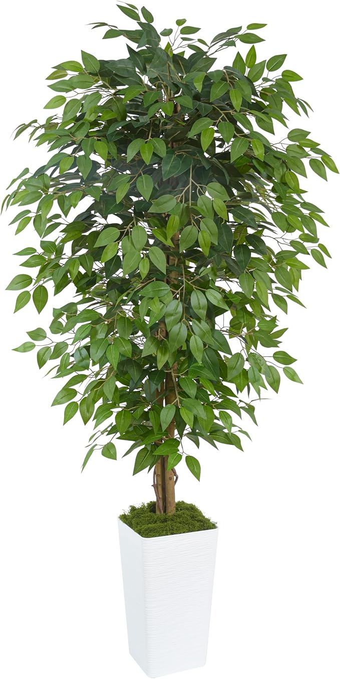 Artificial Ficus Tree 5FT Faux Floor Tree with Planter UV Resistant Potted Fake Silk Plant