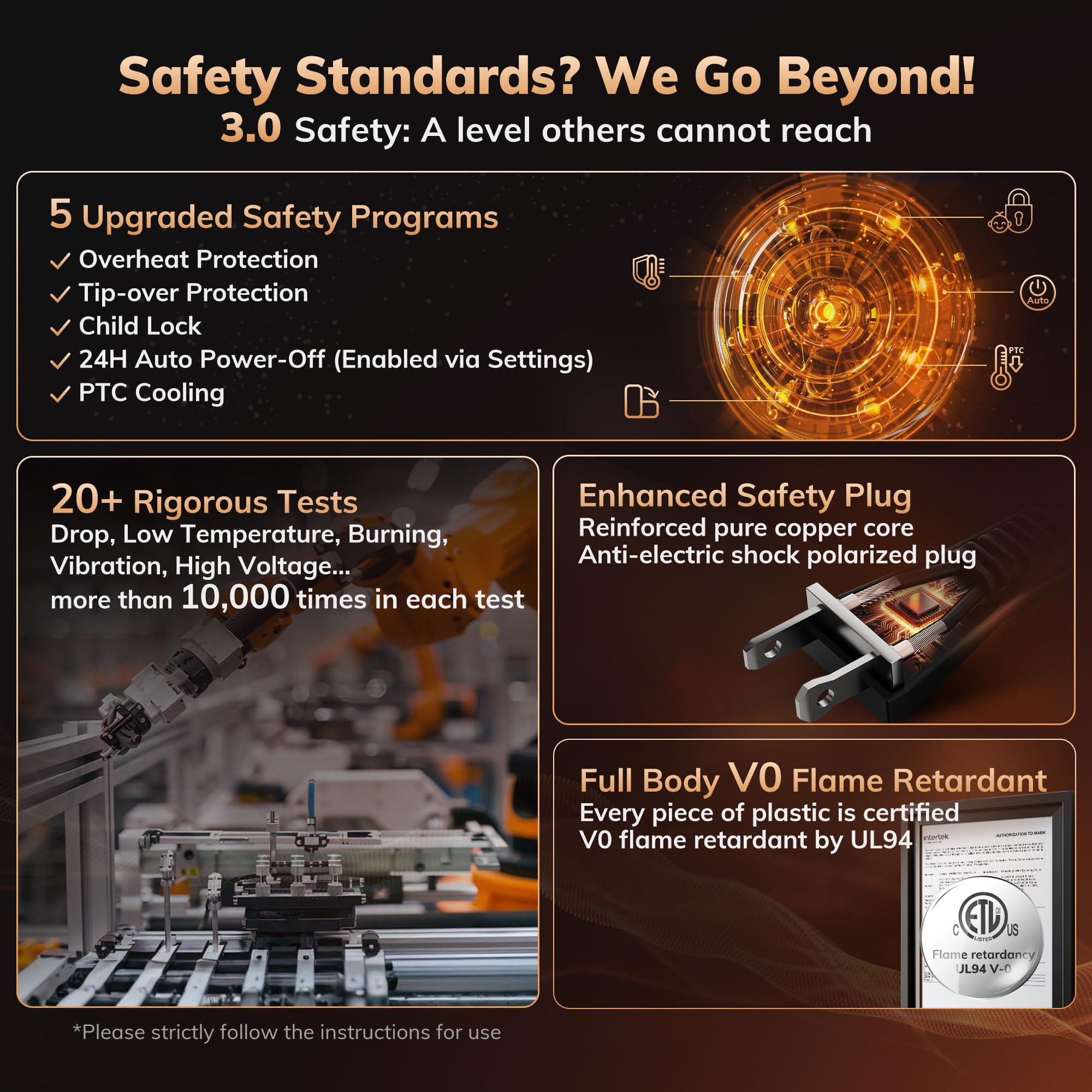 3rd-Gen AEOCKY Space Heater with AI Thermostat, 1500W PTC Electric Heaters for Indoor Use With Remote, 70° Oscillation, Utmost Silence, Safe Portable for Office, Bedroom, Room, Home (White)