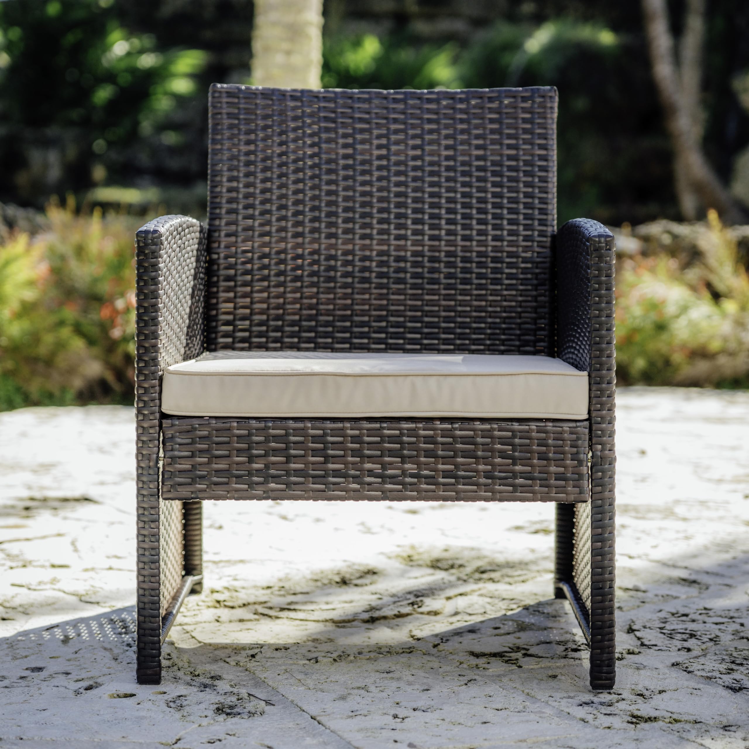 Wicker Patio Furniture Set - 3 Piece Bistro Table and Chairs Set of 2