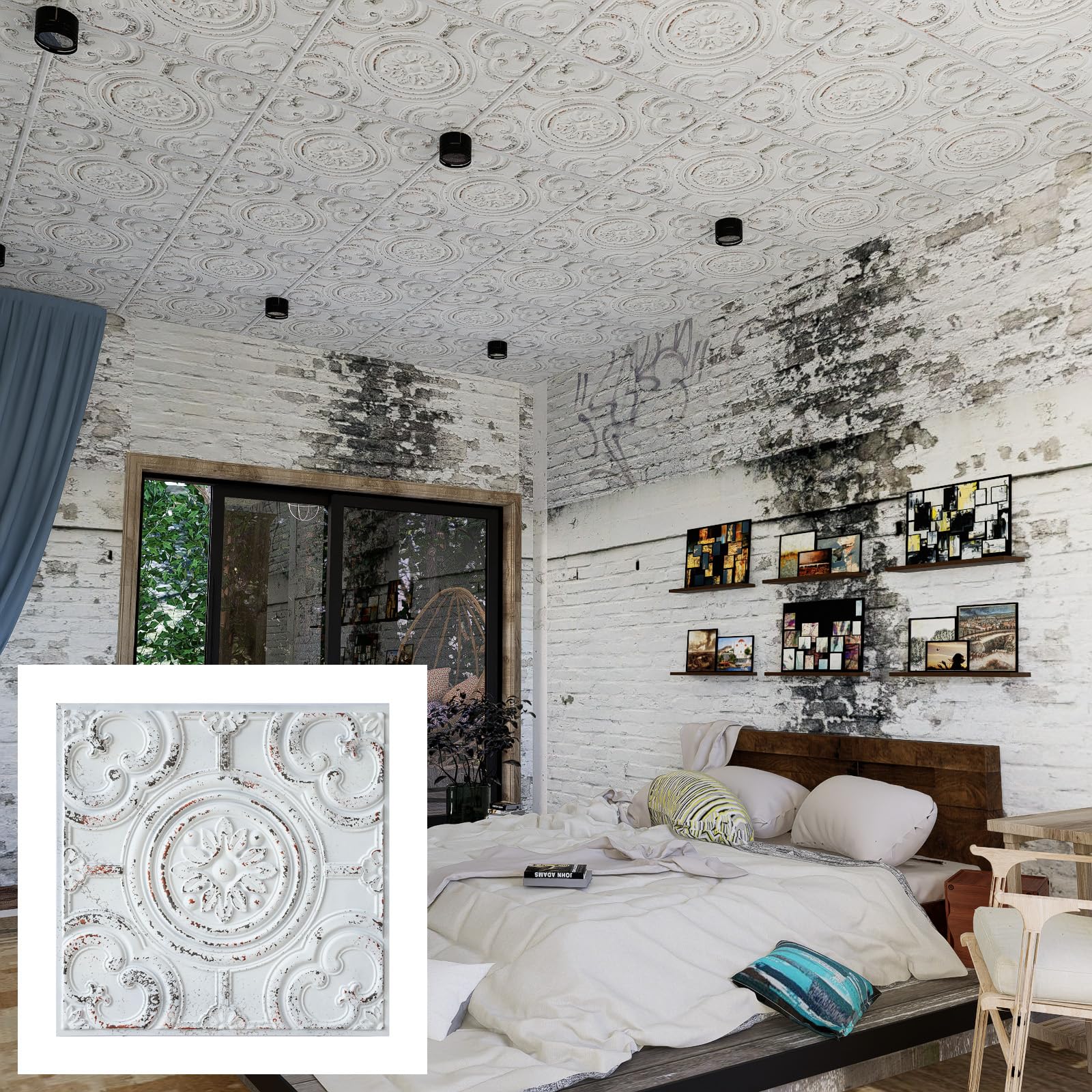 Decorative PVC Ceiling Tiles, Easy to Install PVC Panels, Wall Decor for Bar Cafe Club
