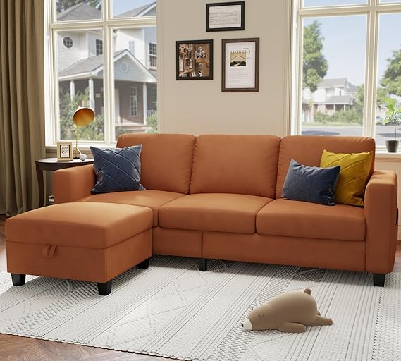 Sectional Sofa and Couches for Living Room - 78''L Shaped Beige Linen Couch