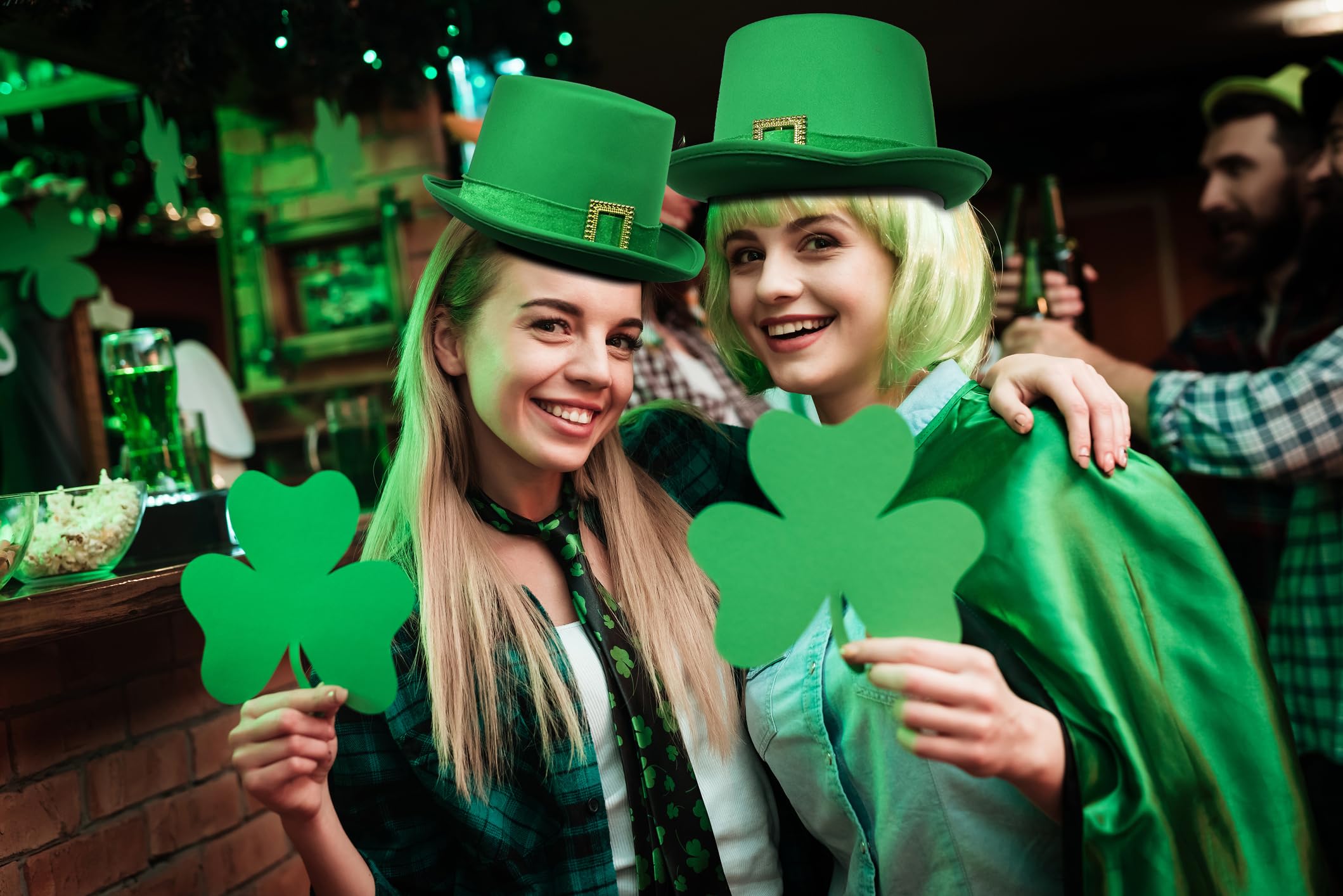 12 Pack St Patrick’s Day Leprechaun Top Hat Bulk Green Satin Hat