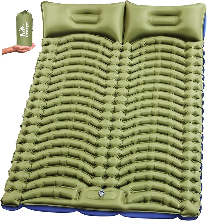 Double Sleeping Pad for Camping - Ultralight Camping Mattress with Pillow