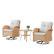Wicker Swivel Rocker Patio Chairs, Outdoor Swivel Rocking Chairs Set of 2 with Side Table
