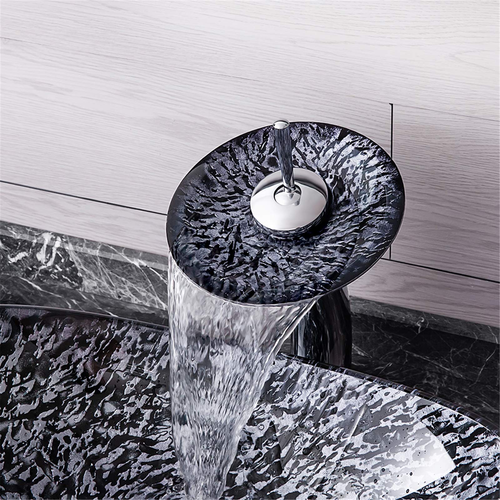 Modern Bathroom Sinks and Faucet Combo, Artistic Tempered Glass Sink