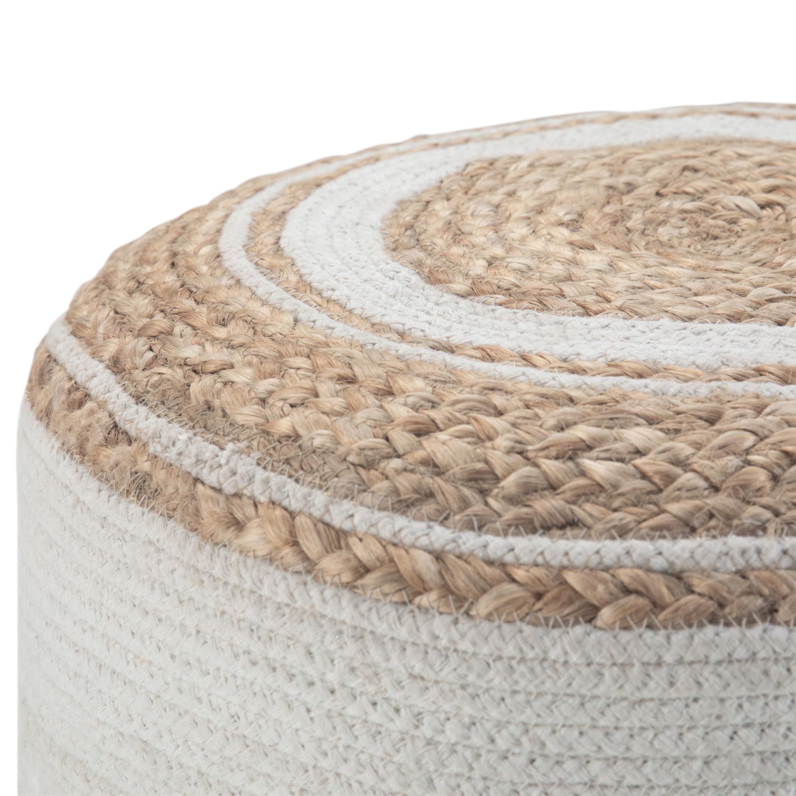 Serena Round Braided Pouf, 18 inch, Natural