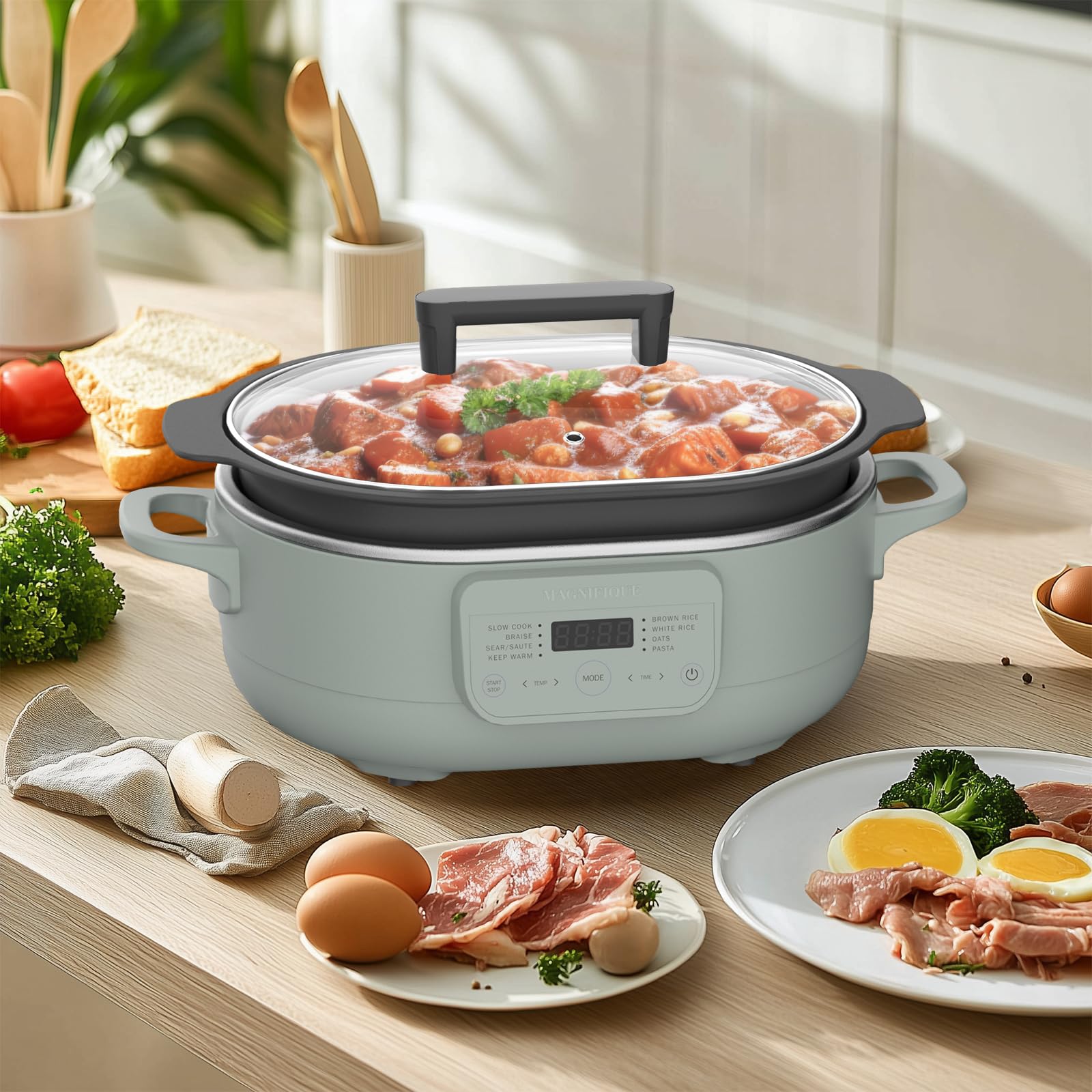 6 Quart Multi-Cooker, with 8-in-1 Casserole Programmable Slow Cooker