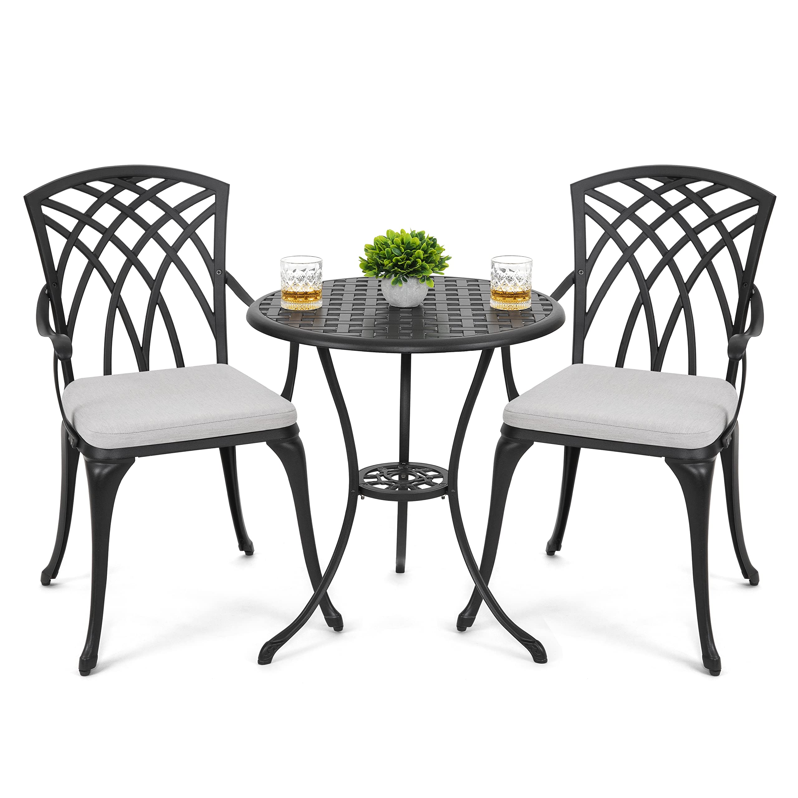Bistro Set 3 Piece Outdoor Cast Aluminum Patio Bistro Set Patio Table and Chairs Set of 2
