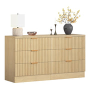 6-Drawer Dressers, Chest of Drawers with Fluted Panel, Wide Versatile Storage Dresser