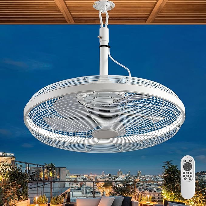 Outdoor Ceiling Fans with Lights, 20'' Gazebo Fan, Plug in Ceiling Fan for Patios