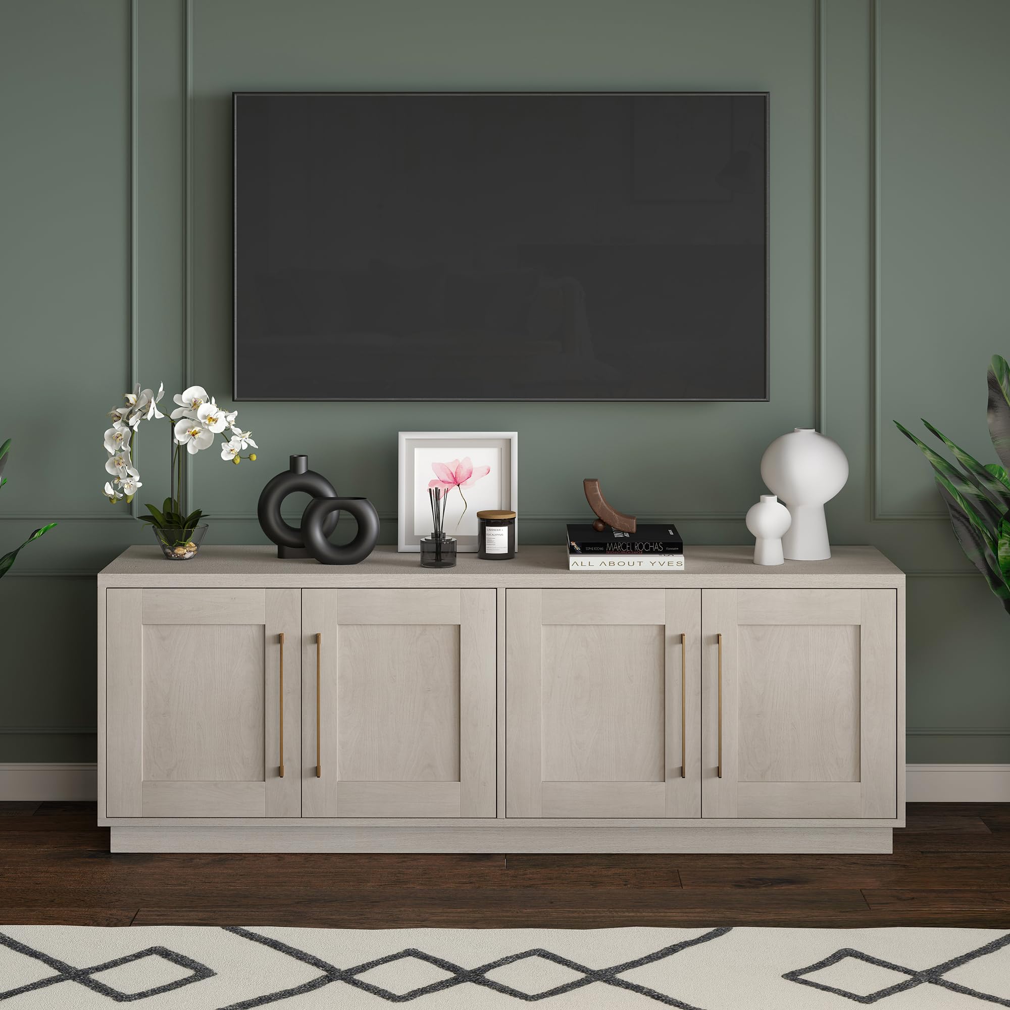 TV Stand, 68" Wide, White