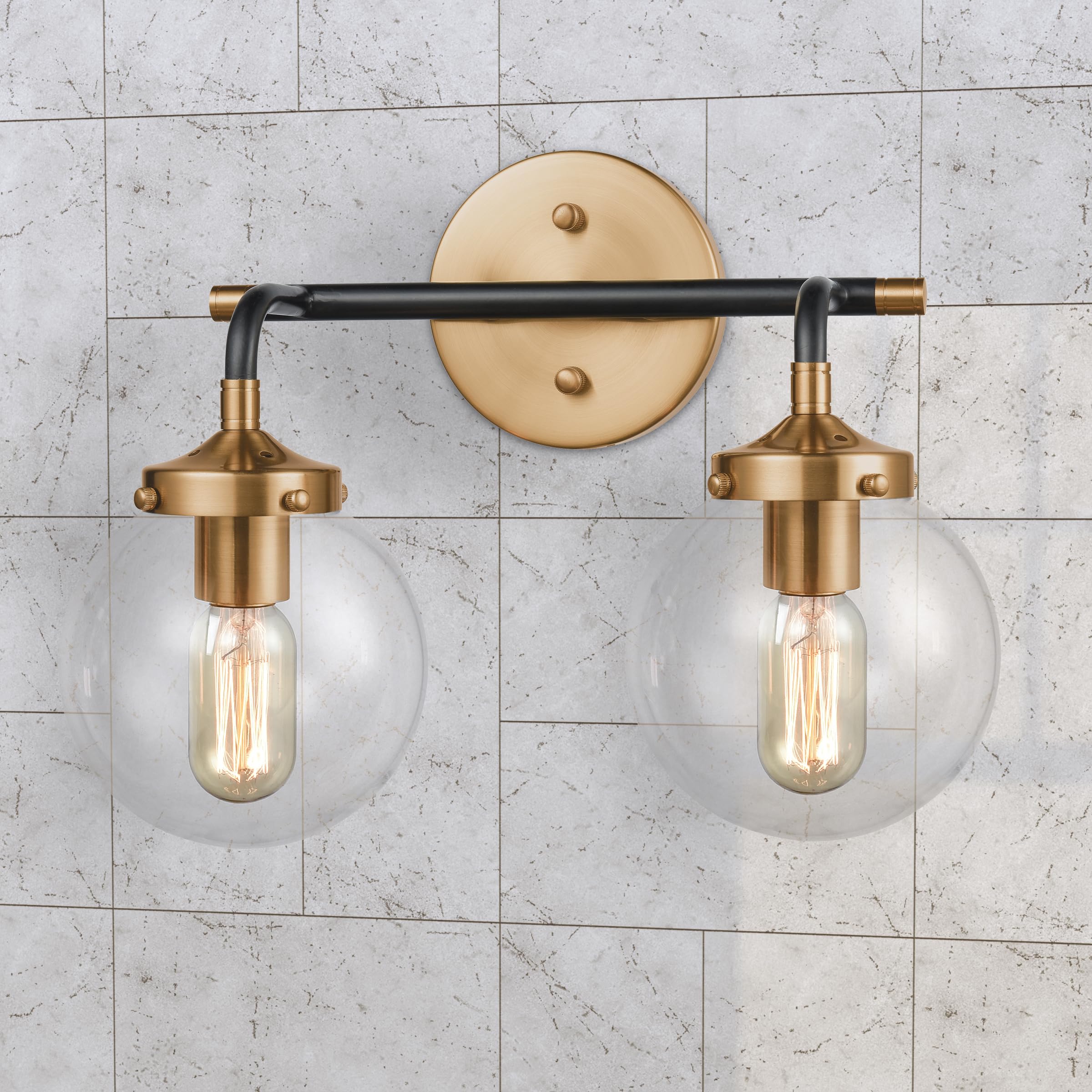 Boudreaux Vanity Light - 2-Light in Matte Black Finish, with Clear Glass