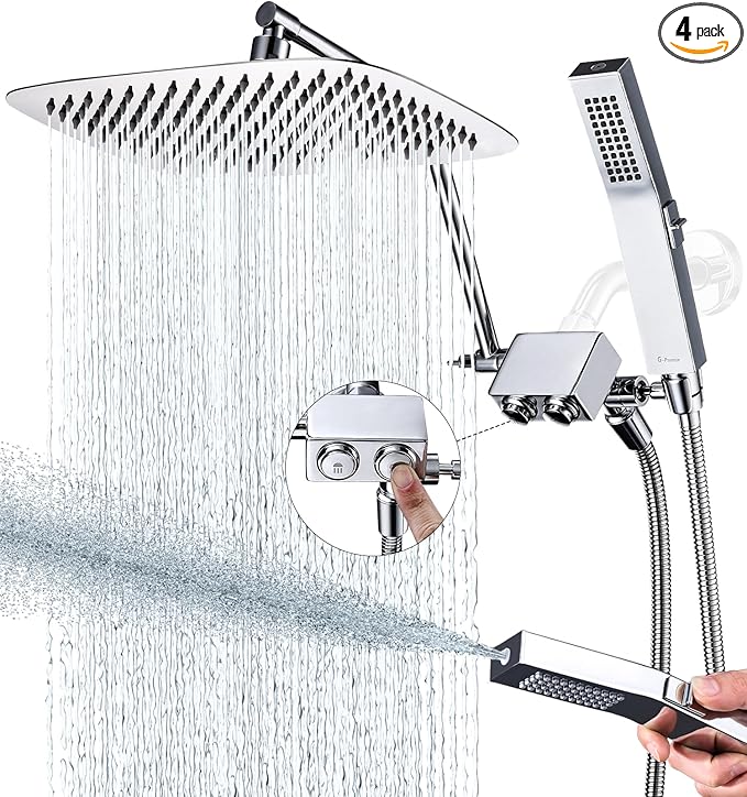 Brushed Gold Shower Fixtures, Shower Faucet Set Dual Shower Heads