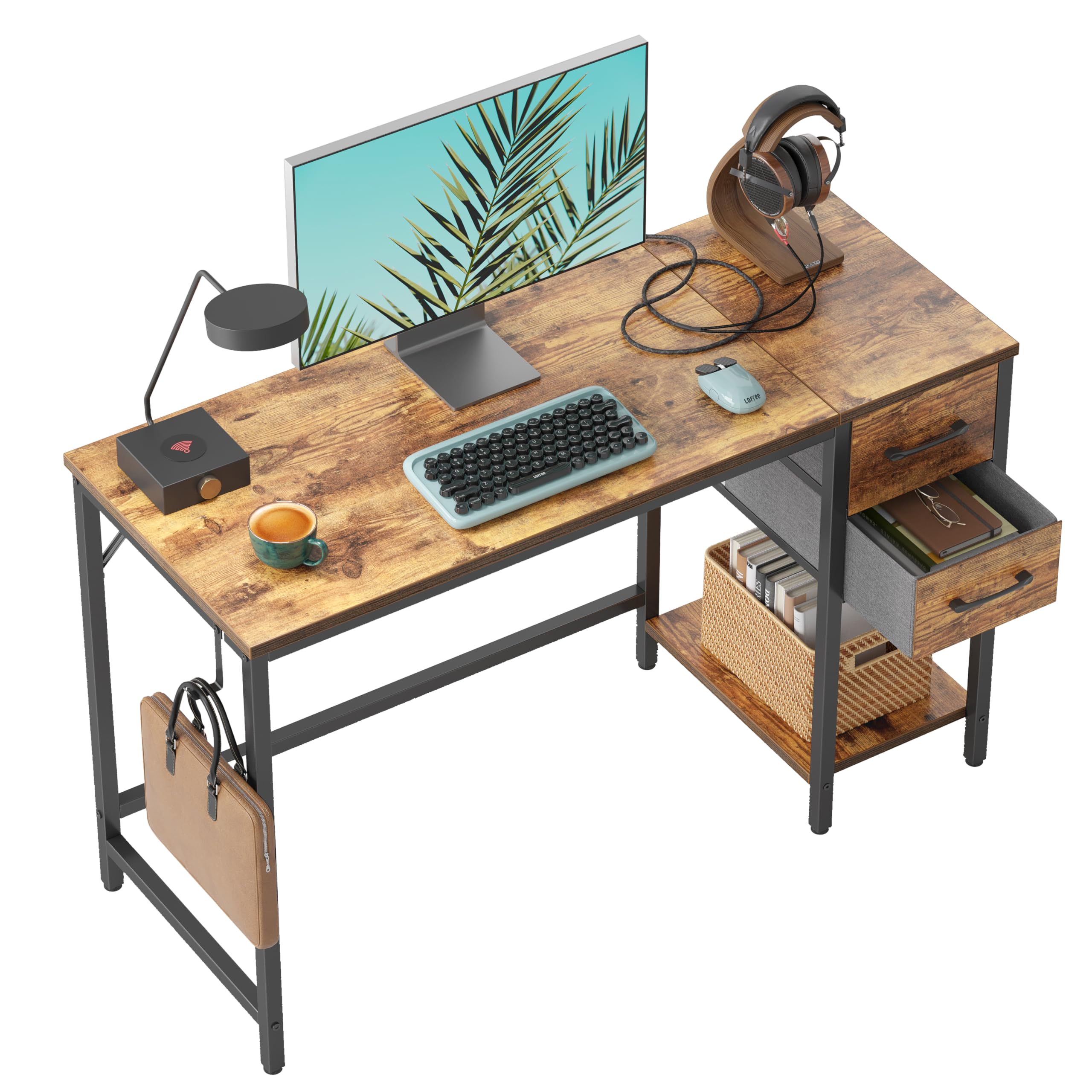 Computer Desk with 2 Drawers, 40 Inch Small Home Office Desk Study Writing Table