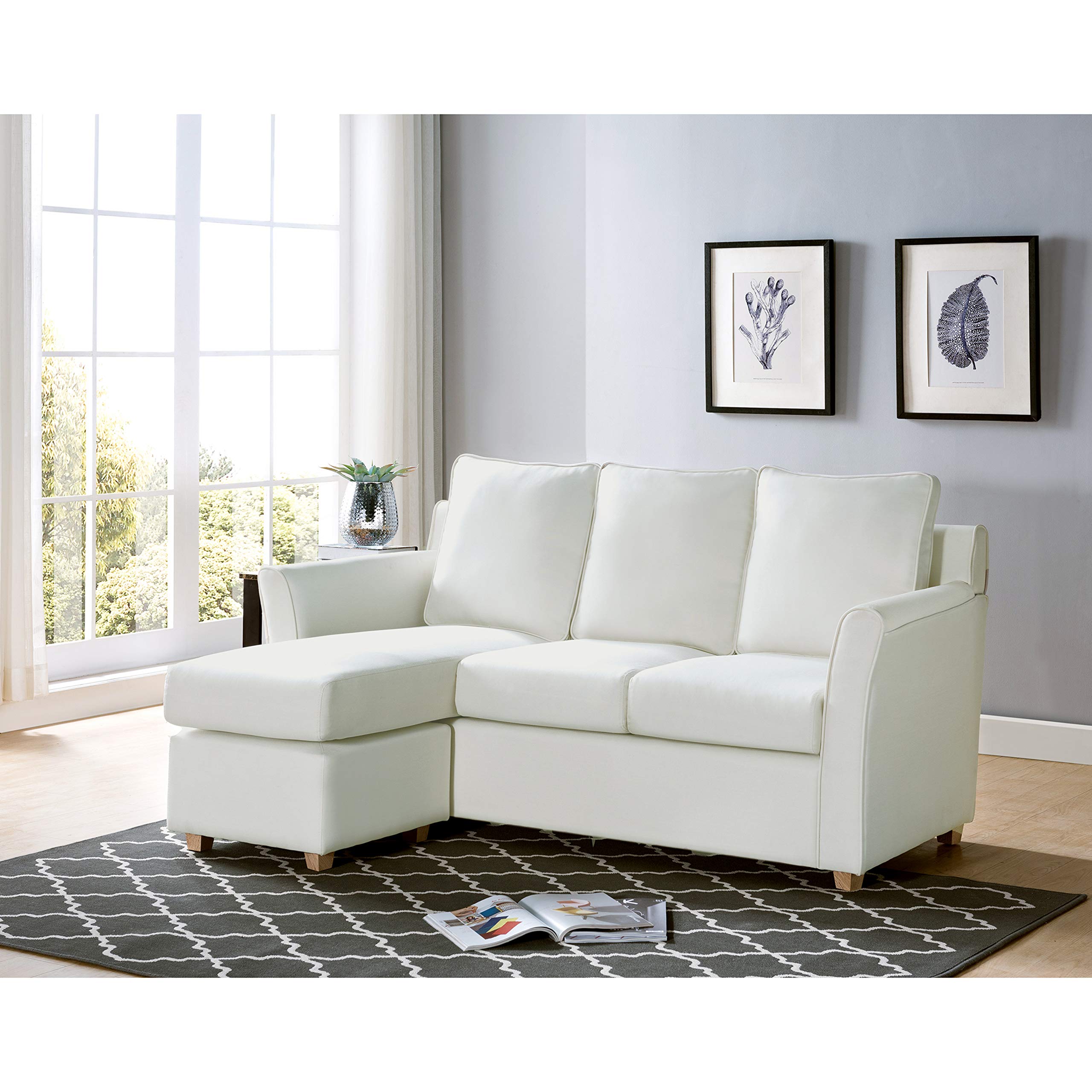 Glouster Modern Fabric Upholstered 3-Seater 72 in. Sectional for Living Room