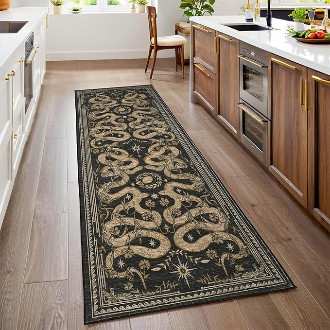 Snake 8x10 Area Rugs for Living Room Washable Non Slip Forest Soft Low-Pile Stain