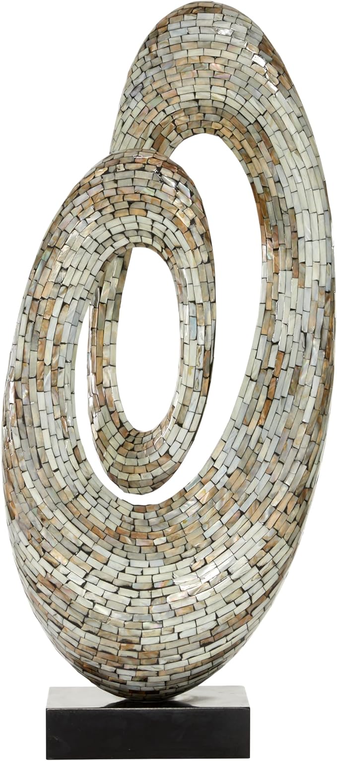 Mother of Pearl Shell Abstract Decorative Sculpture Swirl Home Decor Statue