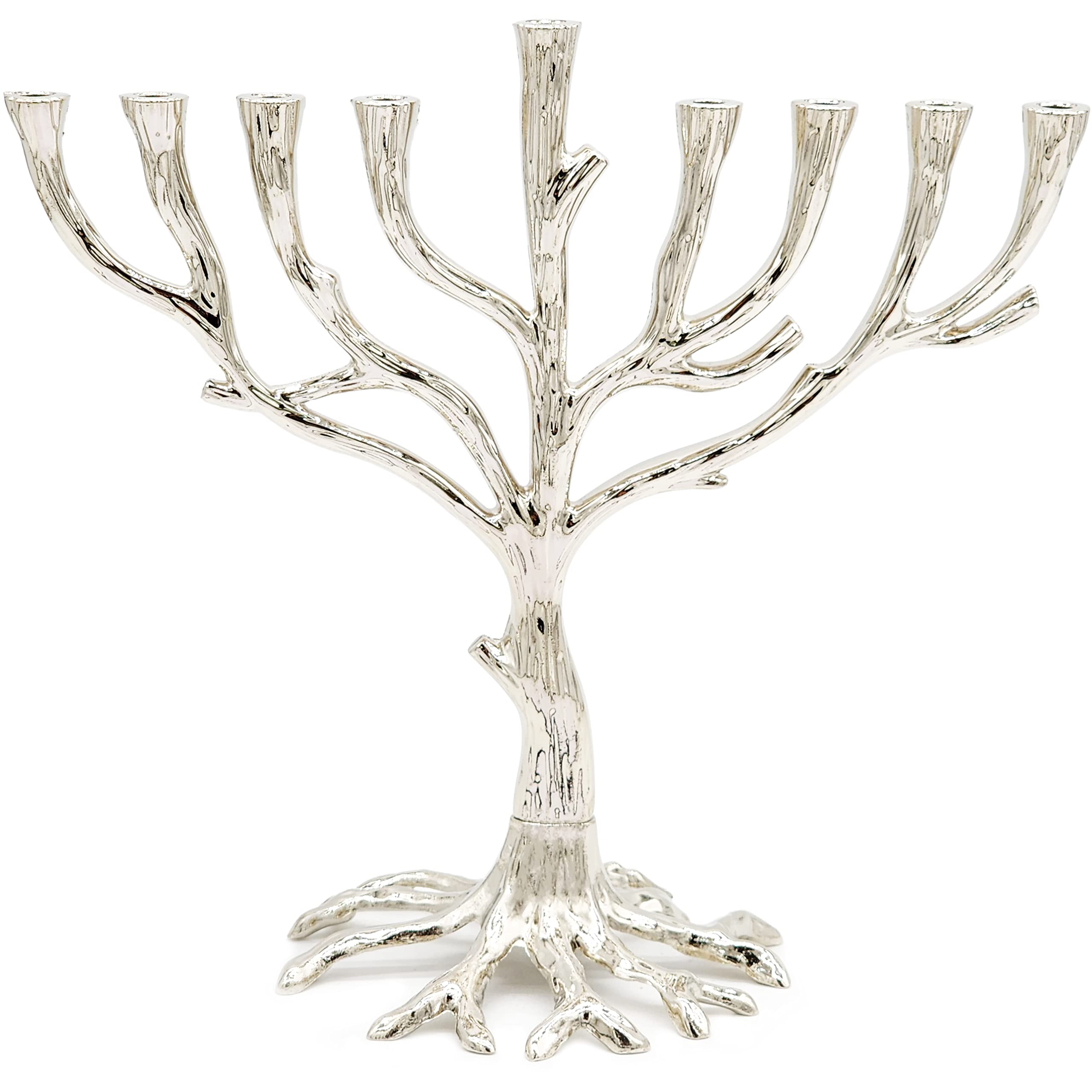 Tree of Life Menorah Rustic Gold Finish for Hanukkah (Rustic Nickel Finish)
