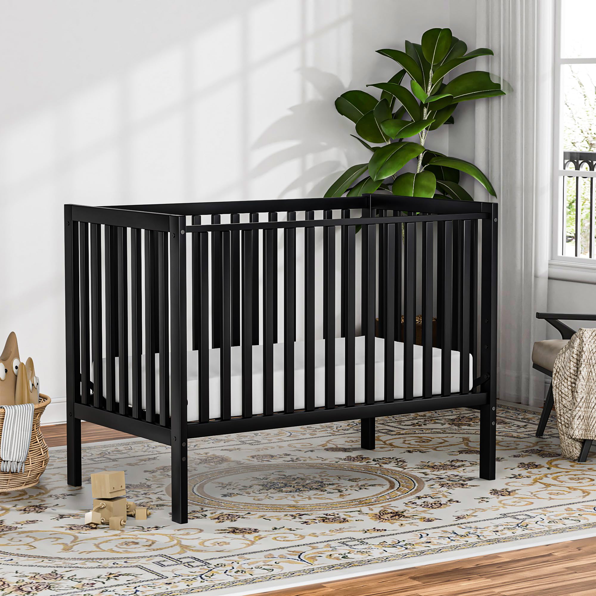 Baby Crib 5-in-1 Convertible, Wood Full Size Toddler Bed for Small Baby
