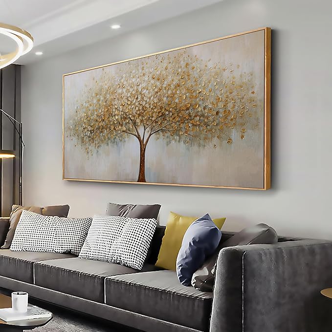 Tree of Life Wall Art Abstract Framed Modern Artwork Canvas Painting Textured Tree Pictures Wall Decor Home Decor Wall Ready to Hang for Bedroom Living Room Size 20"x40"
