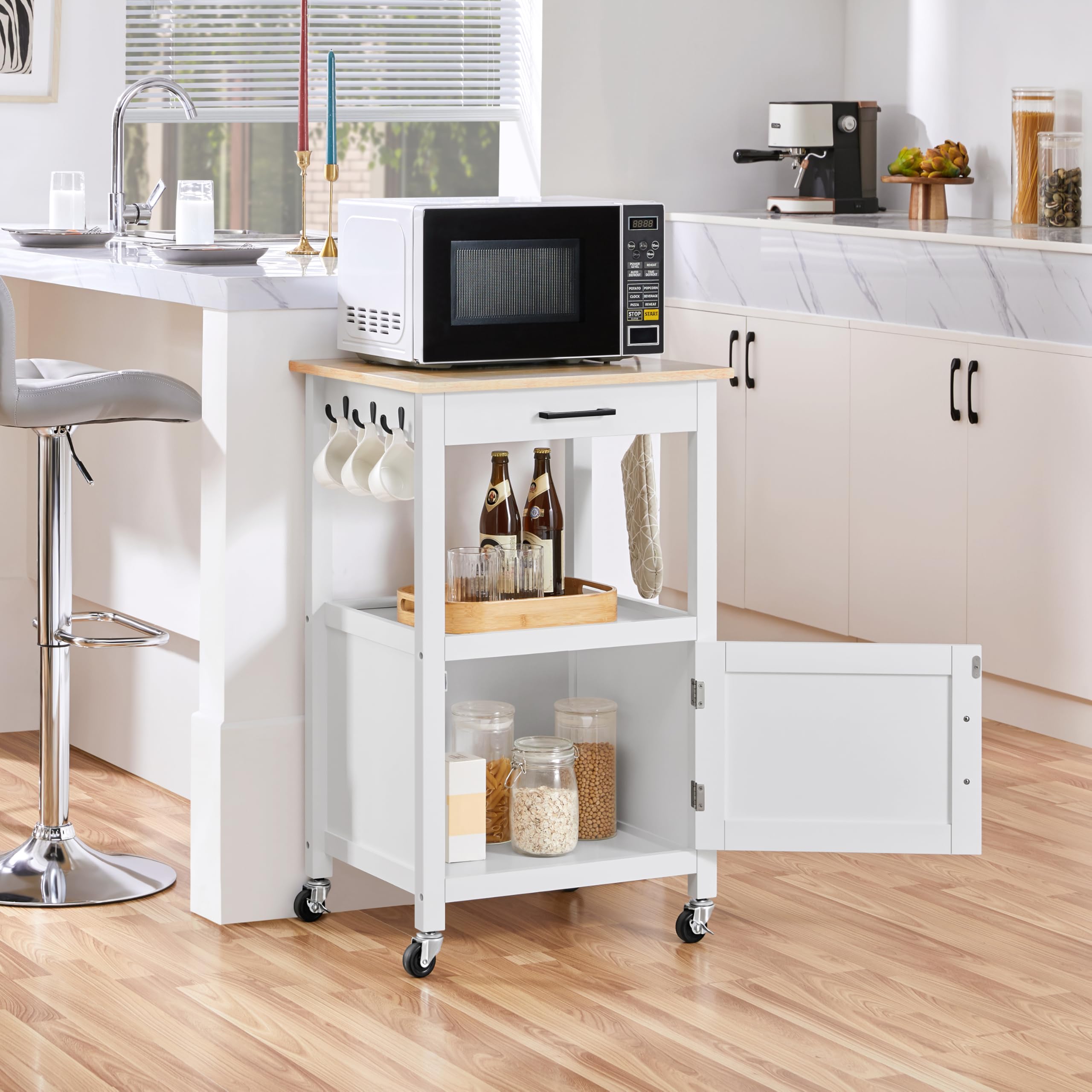 Rolling Kitchen Island with Single Door Cabinet, Kitchen Cart