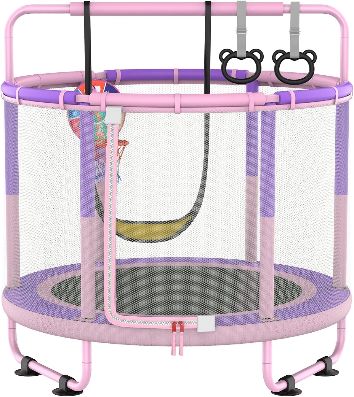 60" Trampoline for Kids, 5ft Toddler Mini 6-in-1 Trampoline Indoor Outdoor with Swing