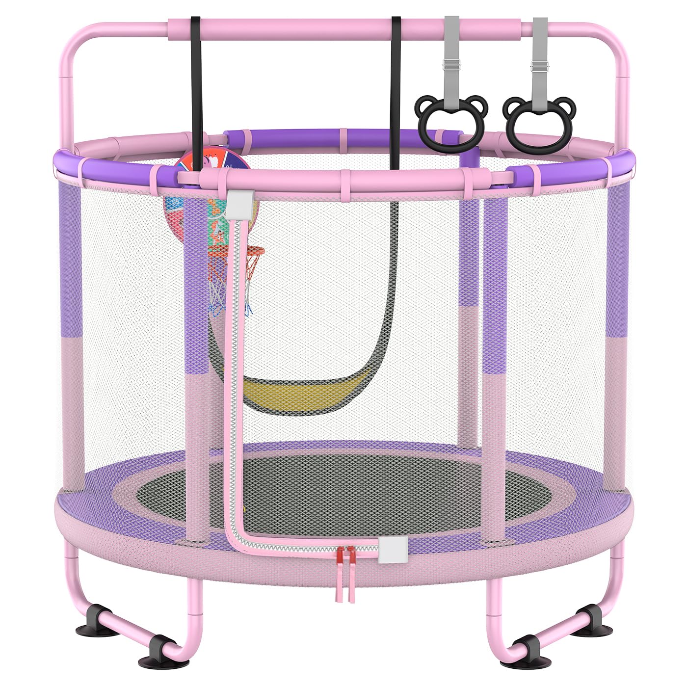 60" Trampoline for Kids, 5ft Toddler Mini 6-in-1 Trampoline Indoor Outdoor with Swing