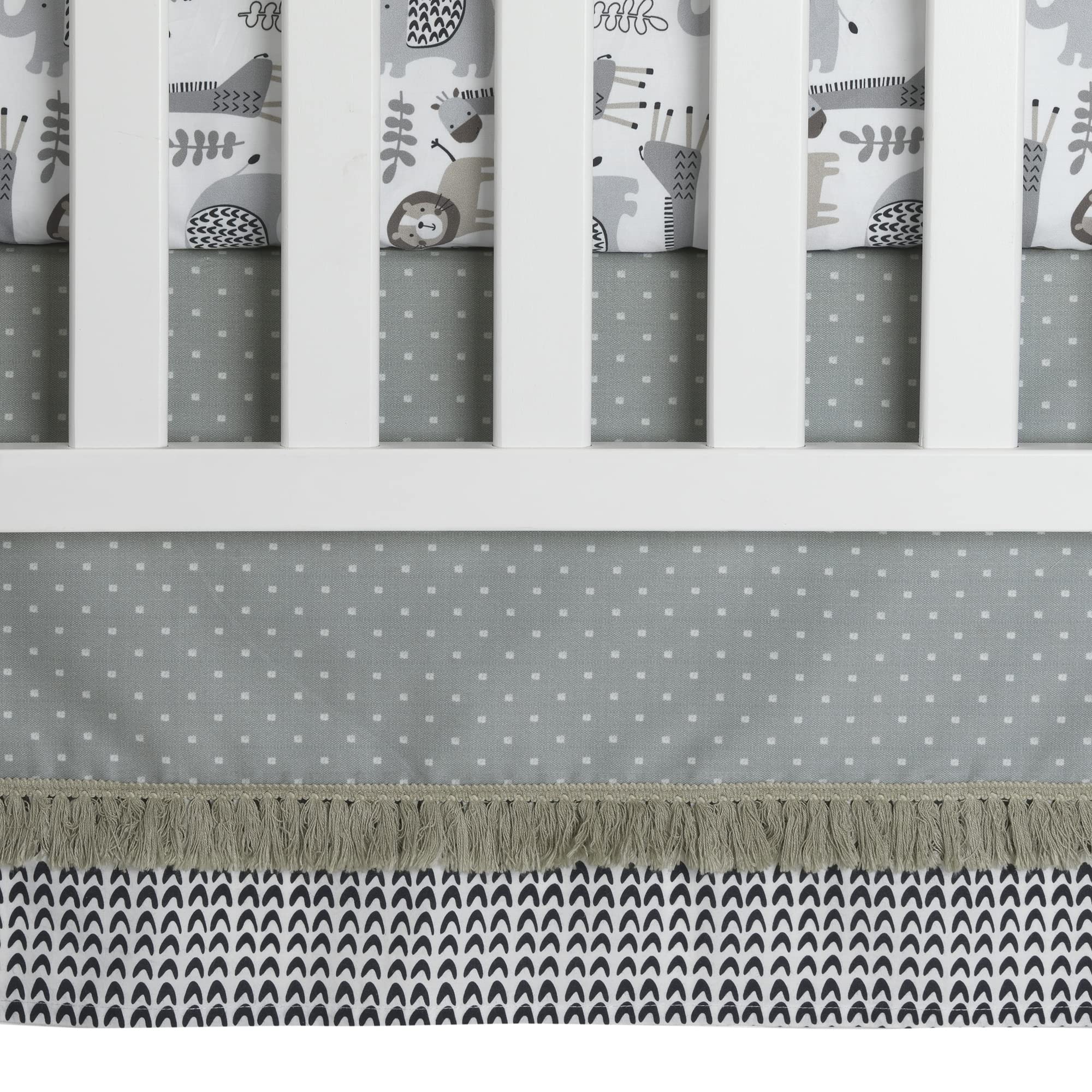 Jungle 4-Piece Crib Bedding Set - Gray, Brown, White, Jungle