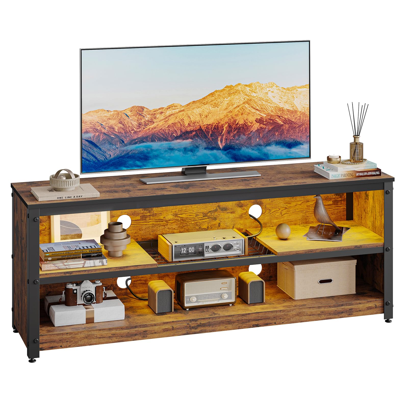 LED TV Stand for 55/60 Inch TVs, Gaming Entertainment Center ,living room