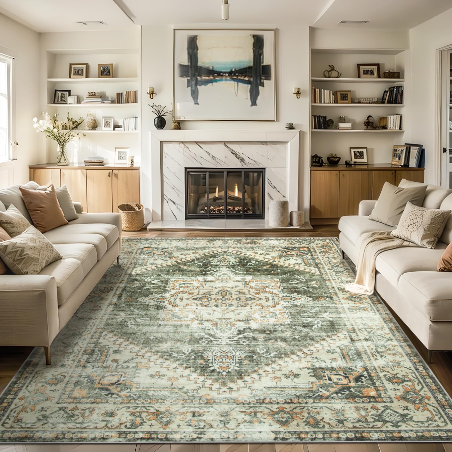 8x10 Area Rugs Washable Rug: Lagre Soft Living Room Rug Anti-Skid Indoor Floor Thin