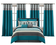 King Comforter Set, Grey Bedding Set, Jacquard Woven with Geometry