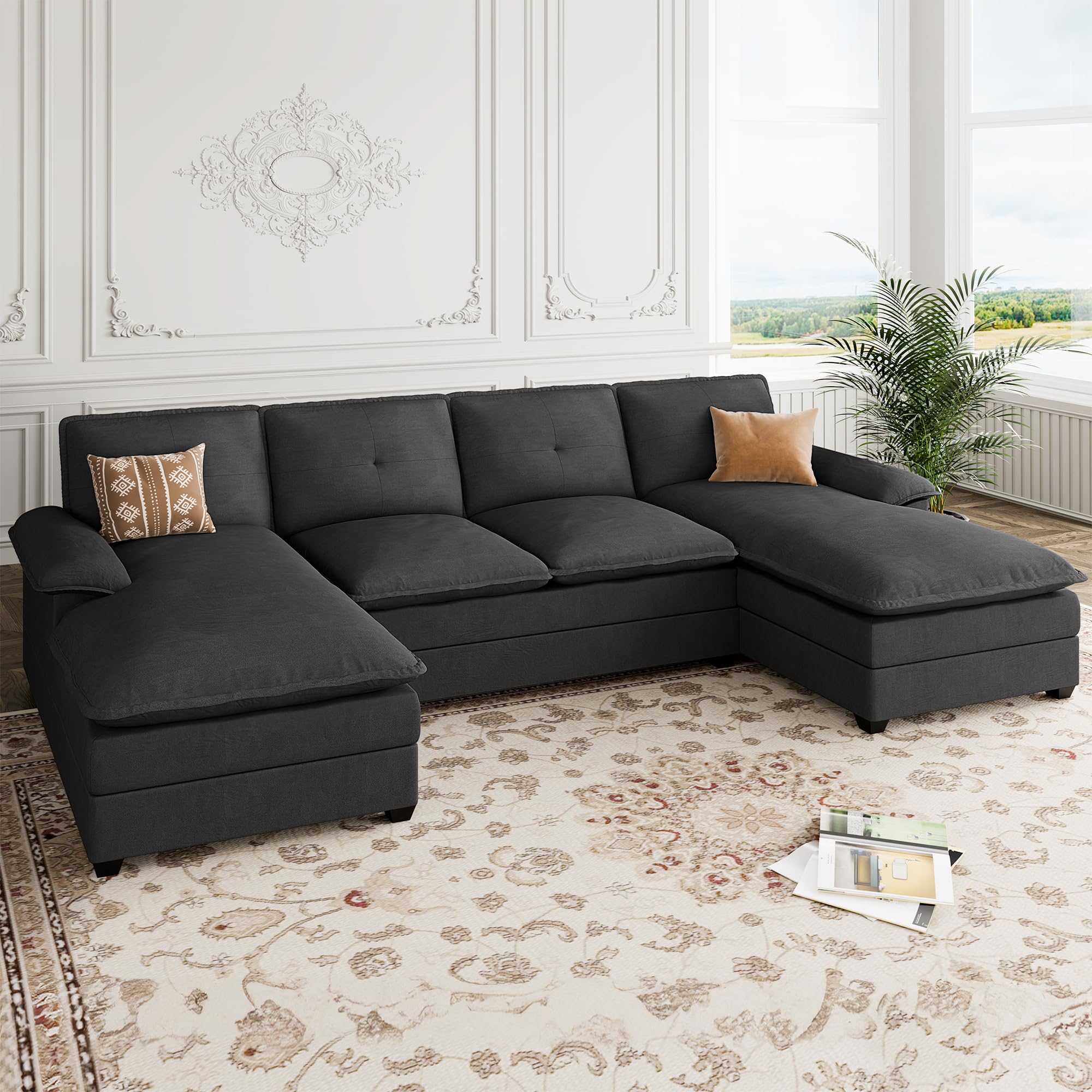 110" Sectional Couch for Living Room,4 Seat U Shape Couch