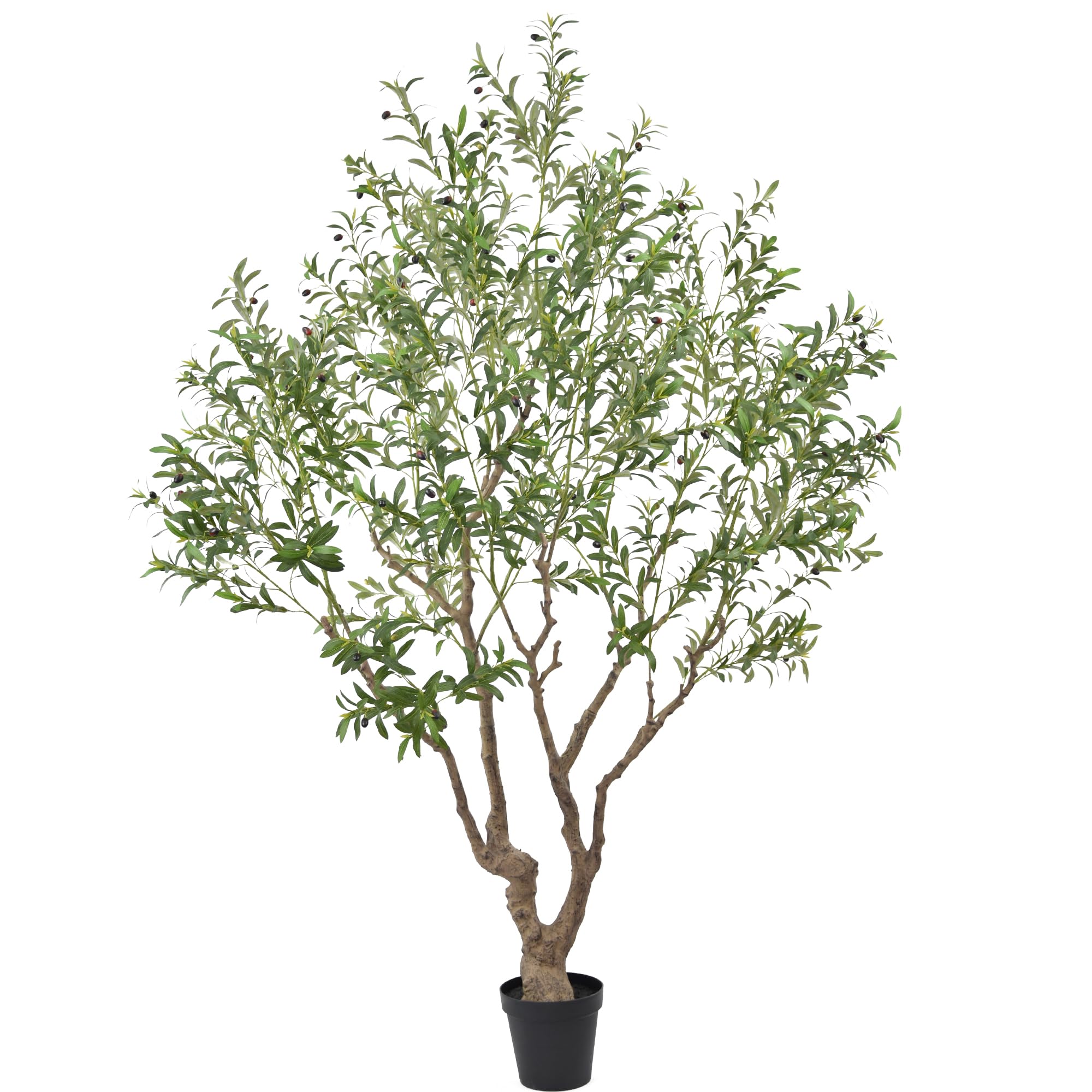 Faux Olive Tree 8.2ft(98in) Tall with Large Realistic Trunks and Big Olive Fruits