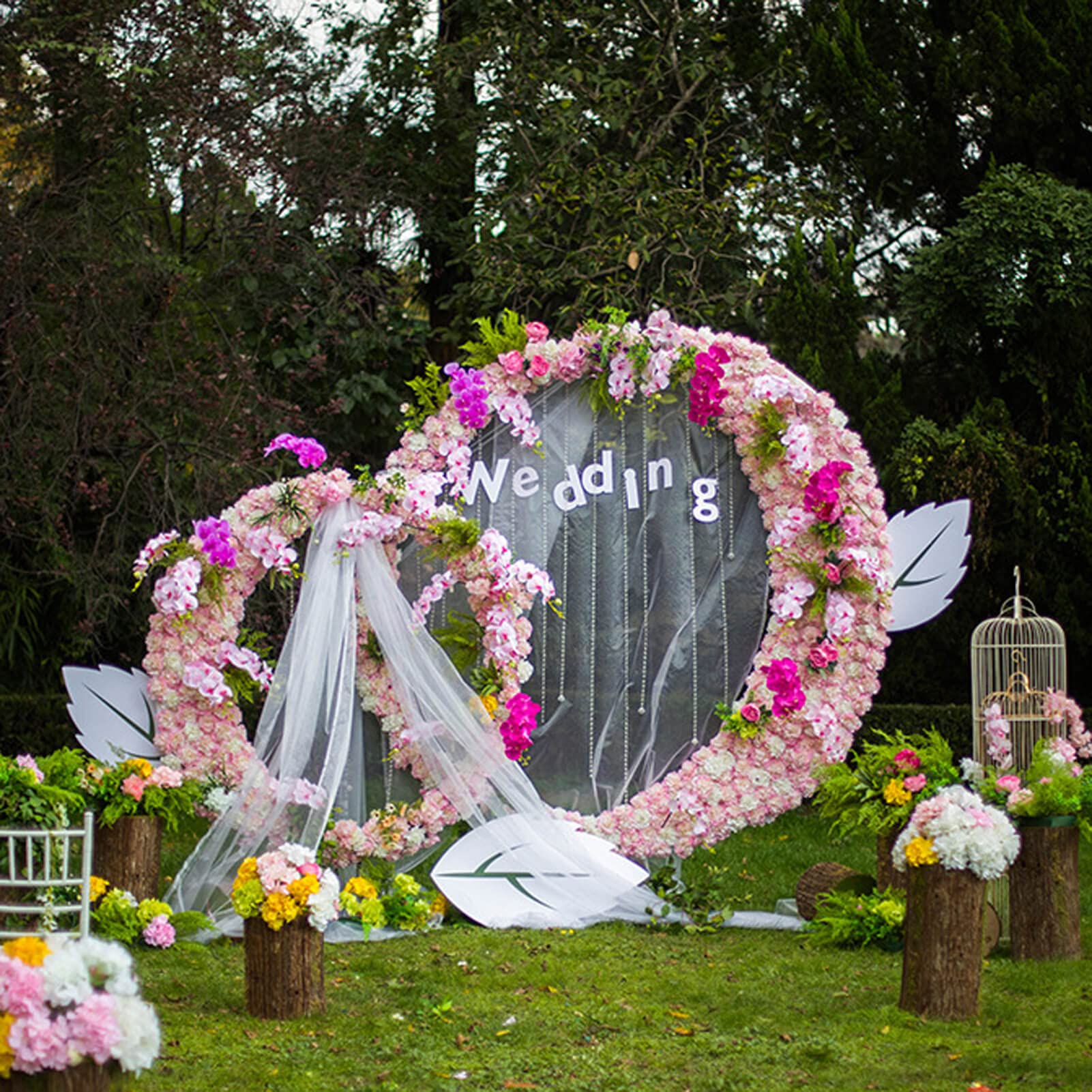 Flower Wall Panel for Backdrop: 12 Pcs 24 X 16 White & Pink Faux Roses Artificial Flower