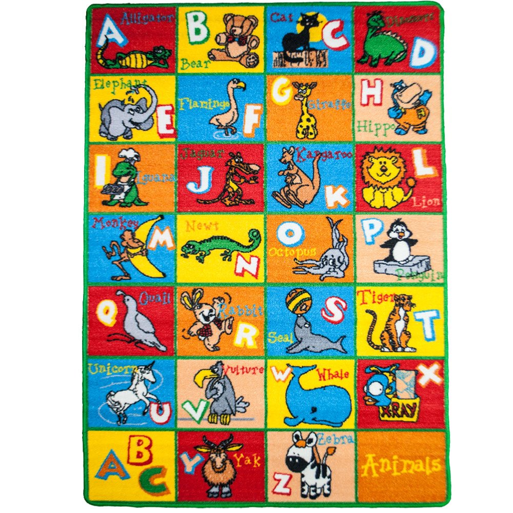 Kids Rug Alphabet Animals Area Rug 3' x 5' Children Area Rug for Playroom & Nursery