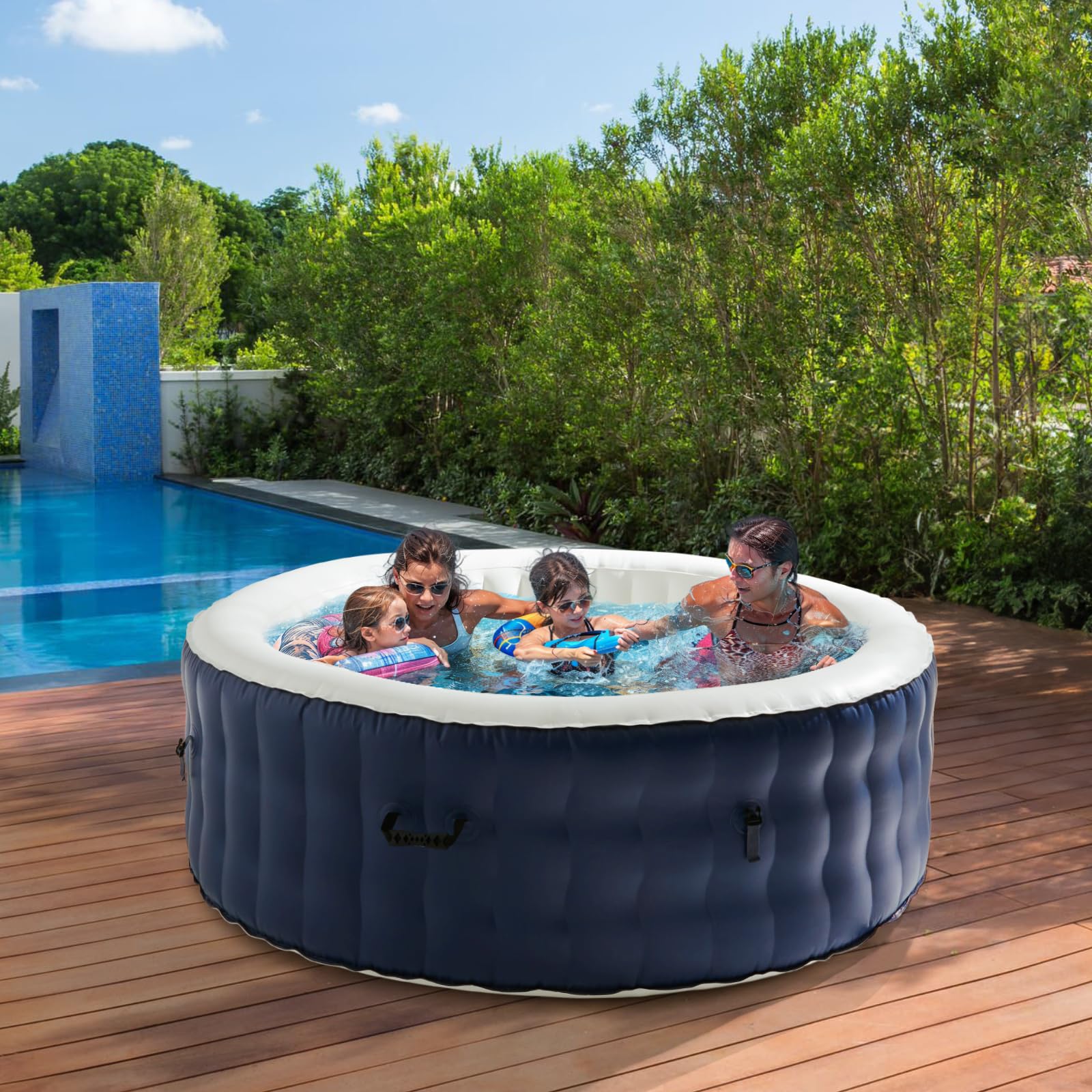 Inflatable Hot Tub Portable Spa with 120 Air Jets & Manual Control Panel