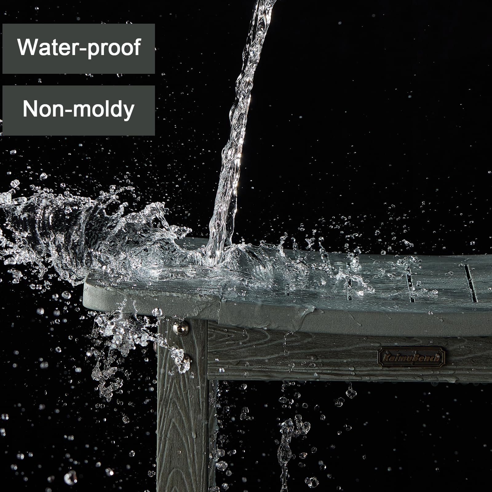 HDPS Shower Bench for Inside Shower, Gray Waterproof Shower Stool for Shaving Legs, Poly Lumber Shower Chair Seat with Handles & Shower Head Holder, Bathroom Shower Foot Rest Stool with Storage Shelf