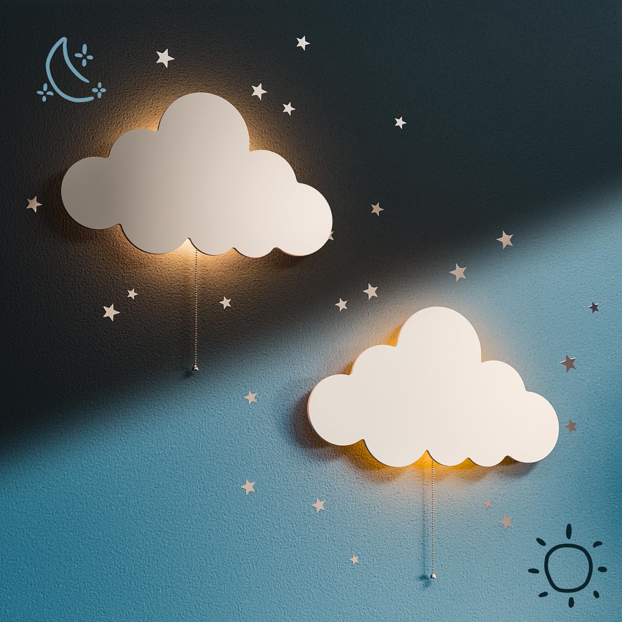 Floating Cloud Wall Lamp for Nursery & Kids Bedroom | Battery-Operated Hanging Night