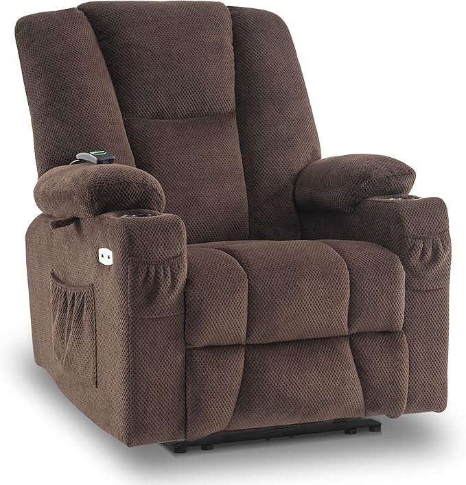Power Recliner Chair with Heat & Vibration, USB & Type C Charge Ports