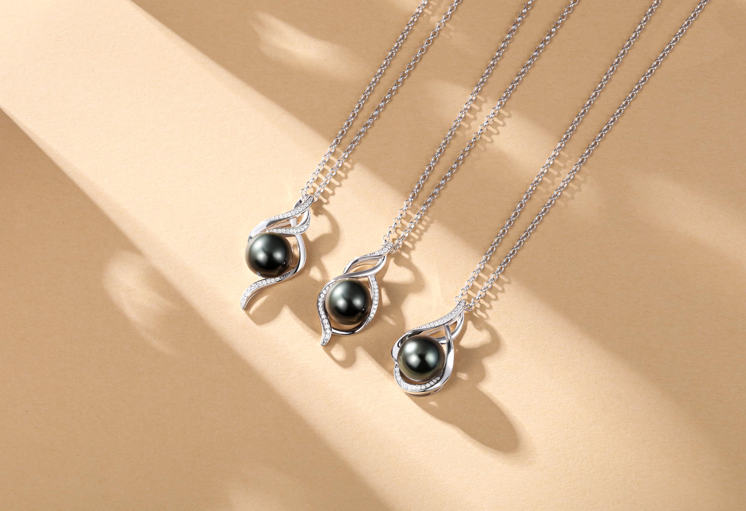 Gift for Women Wife Natural Tahitian Pearl Necklace Sterling Silver Ondine’s