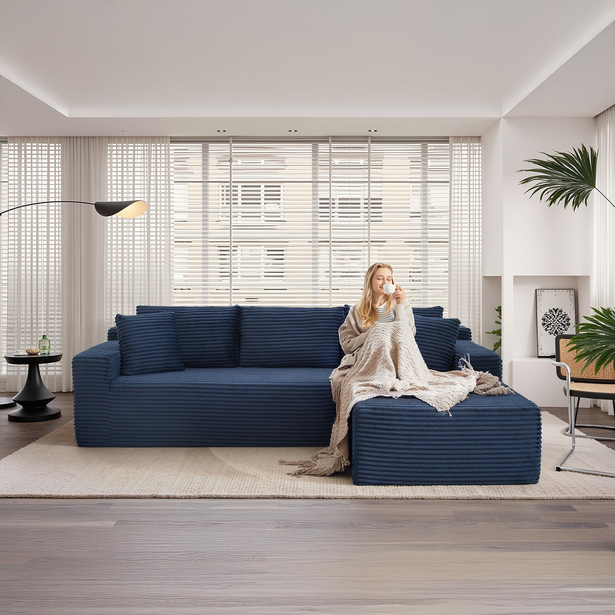 104''Sectional Cloud Couch with L Shaped Chaise