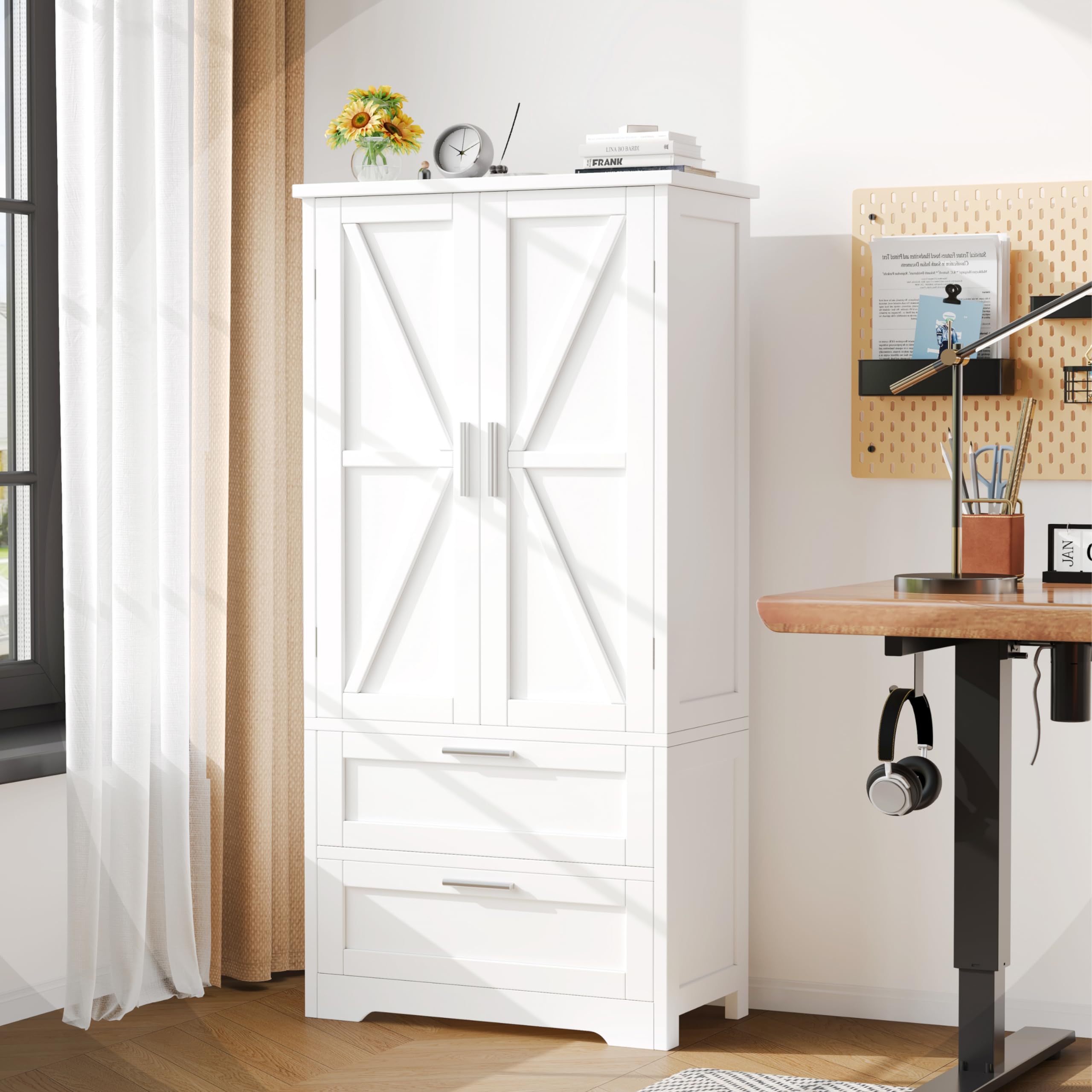 50.4" H Bathroom Storage Cabinet, Modern Floor Cabinet with Adjustable Shelf