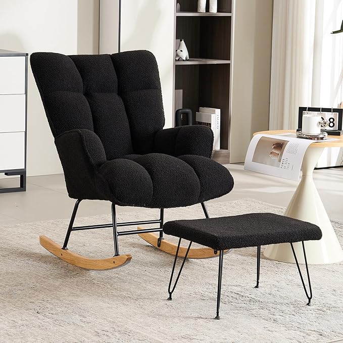 Nursery Glider Rocking Chair with Ottoman