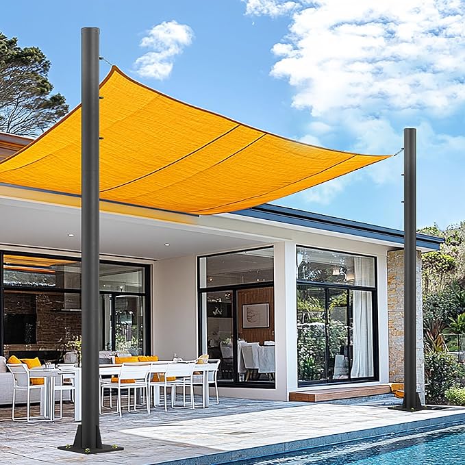2 Pack Sun Shade Poles, 10 FT Outdoor Sun Shade Poles for Deck, 2.4"